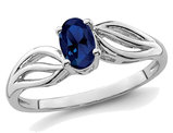 1/2 Carat (ctw) Oval Cut lab Created Sapphire Ring in Sterling Silver